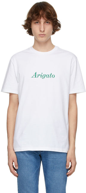 Axel Arigato White Script Logo T-Shirt - T-shirt logo de script blanc Axel Arigato blanc - Axel Arigato 화이트 스크립트 로고 티셔츠
