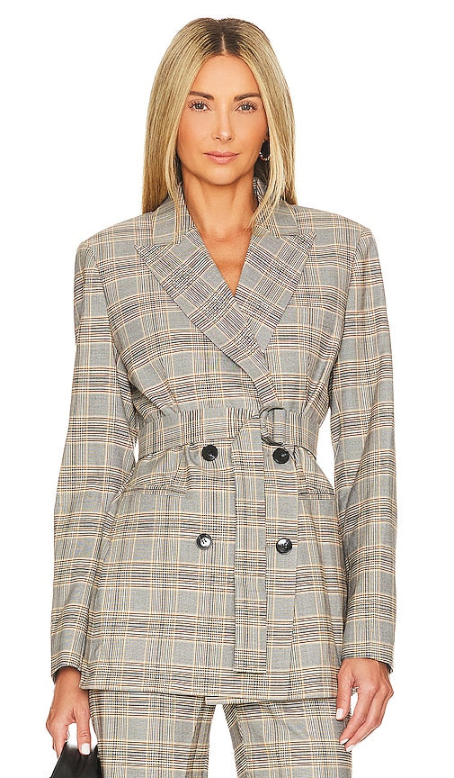 BCBGMAXAZRIA Plaid Jacket in Taupe Veste à carreaux BCBGMaxazria à Taupe 灰褐色的Bcbgmaxazria格子夹克
