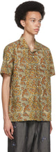 BEAMS PLUS Beige Block Print Open Collar Short Sleeve Shirt