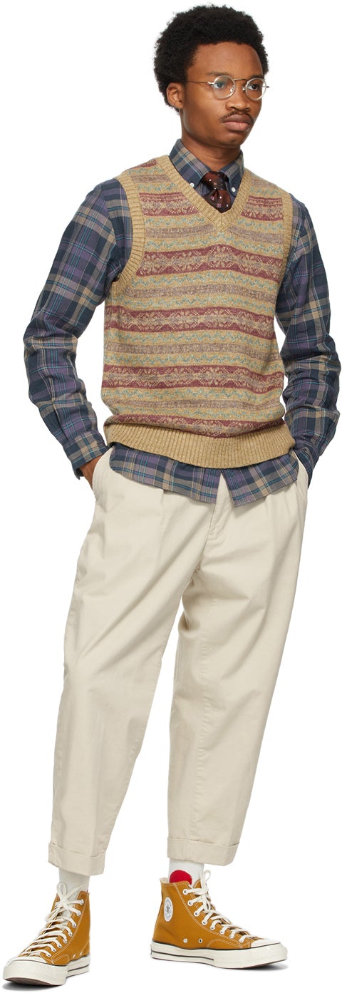 BEAMS PLUS Blue Check Button-Down Shirt