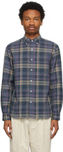 BEAMS PLUS Blue Check Button-Down Shirt - Bouton Bouton Vérifiez Bleue Bleue - 빔 플러스 블루 체크 버튼 다운 셔츠