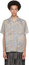BEAMS PLUS Blue Paisley Open Collar Short Sleeve Shirt - Traités et chemise à manches courtes bleue paisley bleu - 빔 플러스 블루 페이즐리 오픈 칼라 짧은 소매 셔츠