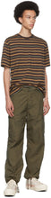 BEAMS PLUS Brown Jacquard Stripe Pocket T-Shirt