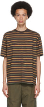 BEAMS PLUS Brown Jacquard Stripe Pocket T-Shirt - T-shirt de poche jacquard jacquard brun et brun - 빔 플러스 브라운 자카드 스트라이프 포켓 티셔츠