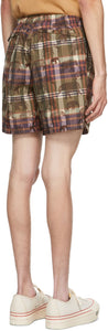 BEAMS PLUS Khaki Check Beach Shorts