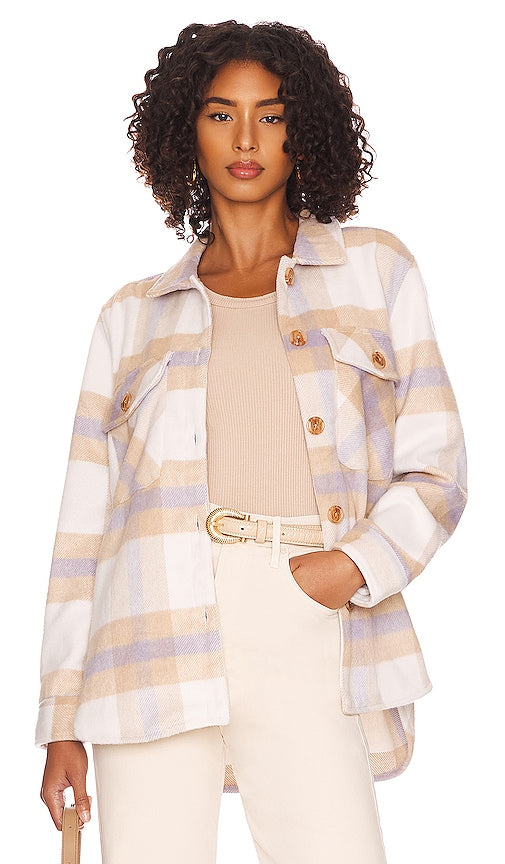 BLANKNYC Double Stripe Shacket Up in Beige Sigle à double bande Blanknyc en beige Blanknyc Double Stripe Shacket在米色