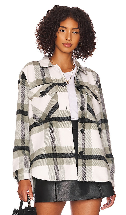 BLANKNYC Double Stripe Shacket in Green Sigle à double bande Blanknyc en vert 绿色的Blanknyc双条纹shacket