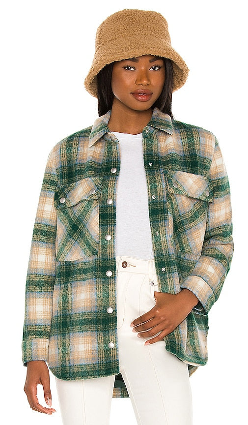 BLANKNYC Flannel Shacket in Green Sigle de flanelle blanknyc en vert 绿色的Blanknyc绒布shacket