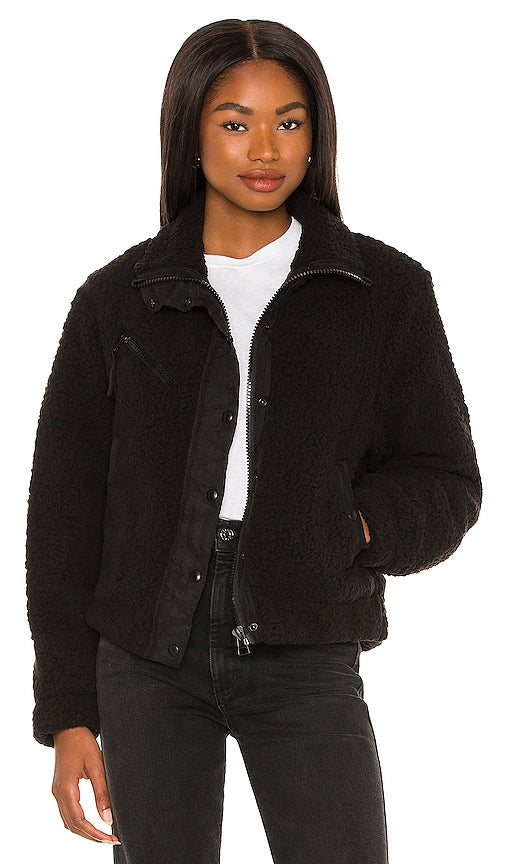 BLANKNYC High Collar Sherpa Jacket in Black Veste sherpa à col haute blanc en noir Blanknyc High Collar Sherpa夹克黑色