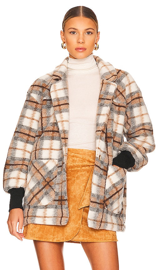 BLANKNYC Plaid Jacket in Brown Veste à carreaux Blanknyc en marron 棕色的Blanknyc格子夹克