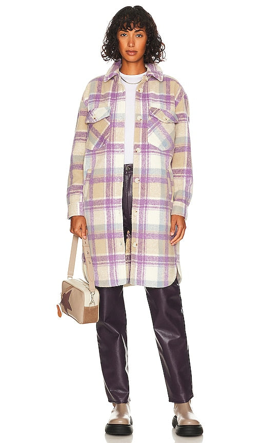 BLANKNYC Plaid Shacket in Lavender,Cream Plaid à carreaux Blanknyc en lavande, crème 薰衣草，奶油中的Blanknyc格子shacket