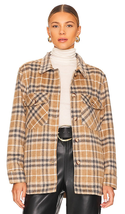 BLANKNYC Plaid Shacket in Tan Plaid à carreaux Blanknyc dans le bronzage 棕褐色的Blanknyc格子棚