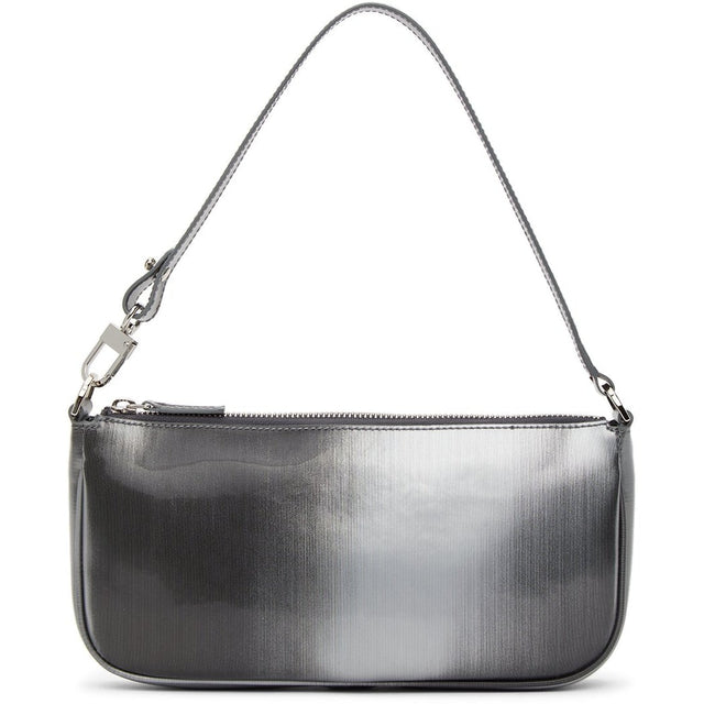 BY FAR Grey Leather Rachel Bag - Par sac de rachel en cuir gris far - 멀리 회색 가죽 Rachel Bag.
