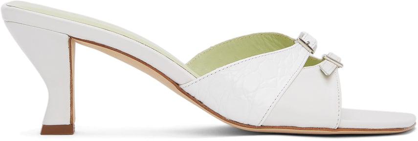 BY FAR White Noor Mules BlackSkinny