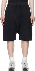 BYBORRE Black Cotton Jacquard Shorts - Shorts Jacquard de coton noir Byborre - Byborre Black Cotton Jacquard 반바지