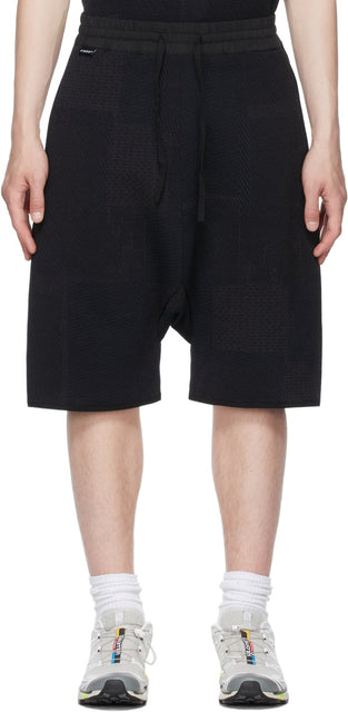 BYBORRE Black Cotton Jacquard Shorts - Shorts Jacquard de coton noir Byborre - Byborre Black Cotton Jacquard 반바지