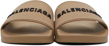 Balenciaga Beige Logo Pool Slides