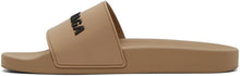 Balenciaga Beige Logo Pool Slides