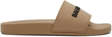 Balenciaga Beige Logo Pool Slides - Logo Balenciaga Beige Diapositives de pool - Balenciaga 베이지 로고 풀 슬라이드