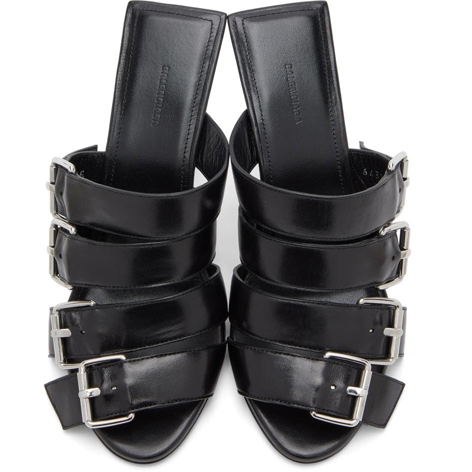 Balenciaga Black Buckle Mules