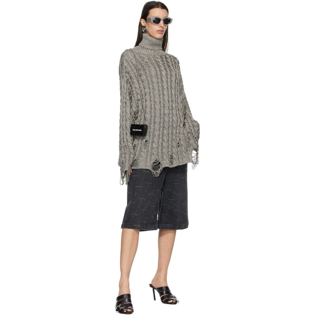 Balenciaga Black Croc Mini Cash Wallet Bag