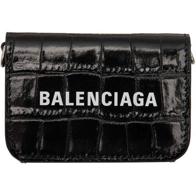 Balenciaga Black Croc Mini Cash Wallet Bag - Balenciaga Black Croc Mini Cash - Balenciaga Black Croc 미니 현금 지갑 백