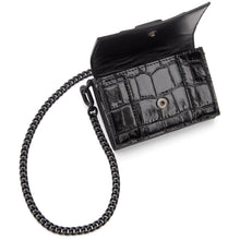 Balenciaga Black Croc Mini Hourglass Wallet Bag