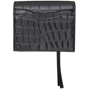 Balenciaga Black Croc Neo Classic Flap Card Holder