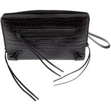 Balenciaga Black Croc Neo Classic Pouch