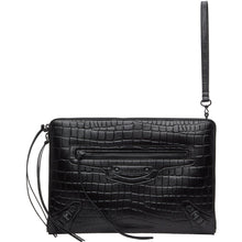 Balenciaga Black Croc Neo Classic Pouch - BALENCIAGA CROC NOIR NEO NEO CLASSIC POUCH - Balenciaga Black Croc Neo 클래식 파우치