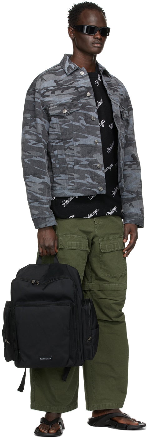 Balenciaga Black Denim Camo Large Fit Jacket