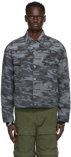 Balenciaga Black Denim Camo Large Fit Jacket - Balenciaga Black Denim Camo Camo Grand Fit Jacket - Balenciaga Black Denim Camo 큰 맞는 자켓