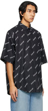Balenciaga Black Script Logo Short Sleeve Shirt
