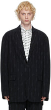 Balenciaga Black Striped Signature Logo Blazer - BLAZER BLAZER BLAZER SIGNATURE NOIR BLACKED - Balenciaga 블랙 스트라이프 서명 로고 블레이저