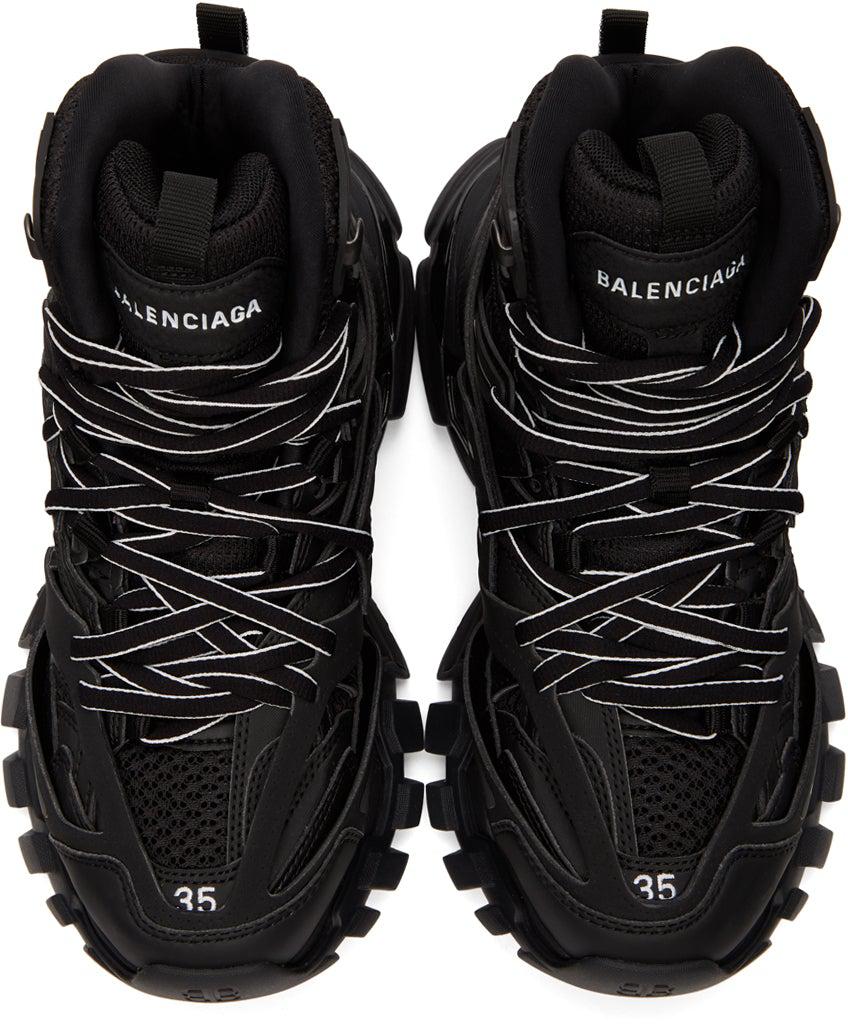 BALENCIAGA  Track High Nylon Mesh and Rubber HighTop Sneakers  Black  Balenciaga
