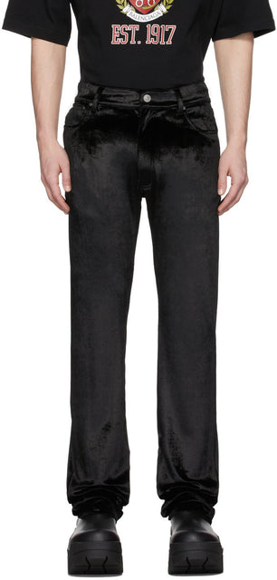 Balenciaga Black Velour Five-Pocket Trousers - Pantalon à cinq poches de velours noir Balenciaga - Balenciaga 블랙 벨벳 5 포켓 바지