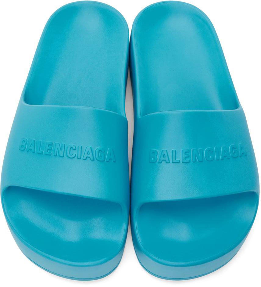 Balenciaga blue slides hot sale