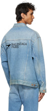 Balenciaga Blue Denim Oversized Logo Jacket