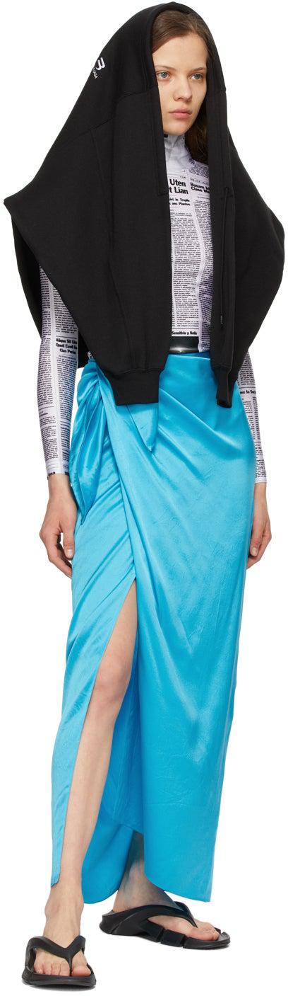 Balenciaga Blue Silk Easywrap Skirt