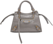 Balenciaga Grey Croc Mini Neo Classic City Bag