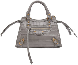 Balenciaga Grey Croc Mini Neo Classic City Bag