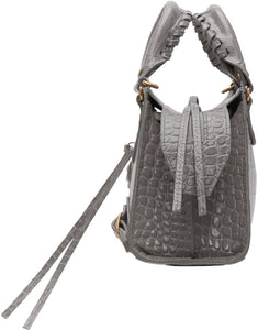 Balenciaga Grey Croc Mini Neo Classic City Bag