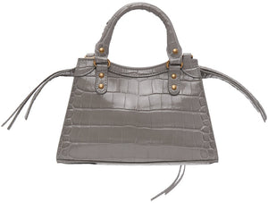 Balenciaga Grey Croc Mini Neo Classic City Bag