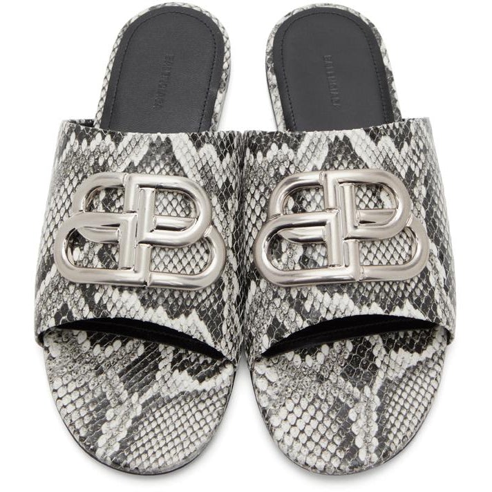 Balenciaga Grey Snake Oval BB Sandals