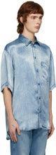 Balenciaga Indigo Satin Acid Wash Shirt
