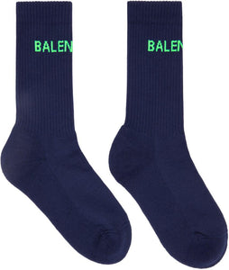 Balenciaga Navy Logo Tennis Socks - Chaussettes de tennis Balenciaga Navy Logo Navy - Balenciaga 해군 로고 테니스 양말