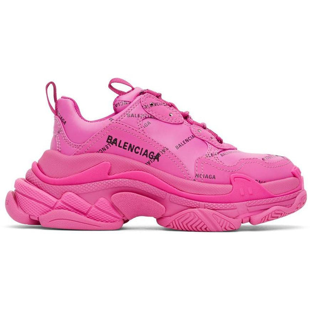 Balenciaga Pink Allover Logo Triple S Sneakers