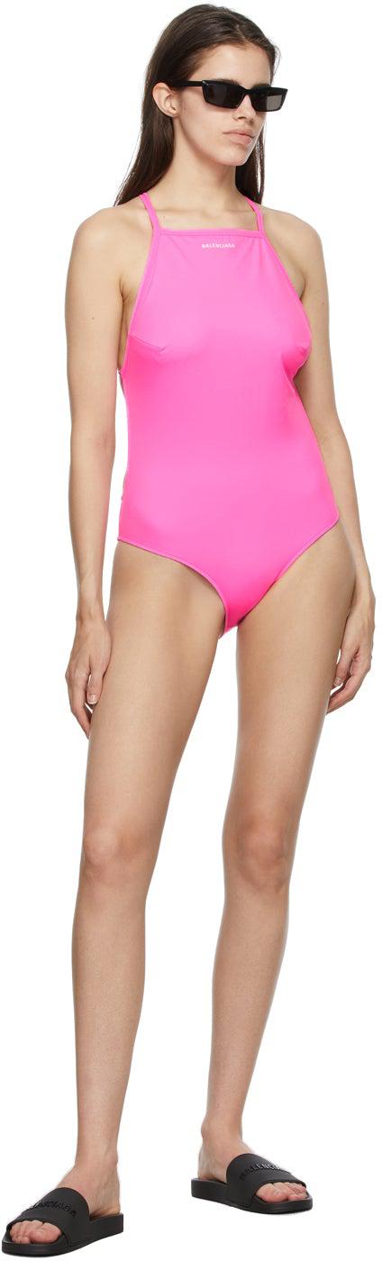 Balenciaga Pink Strappy One Piece Swimsuit BlackSkinny