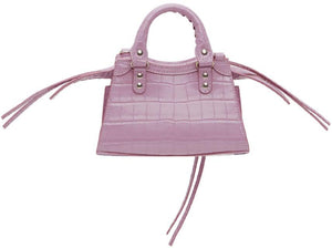 Balenciaga Purple Croc Nano Neo Classic City Bag