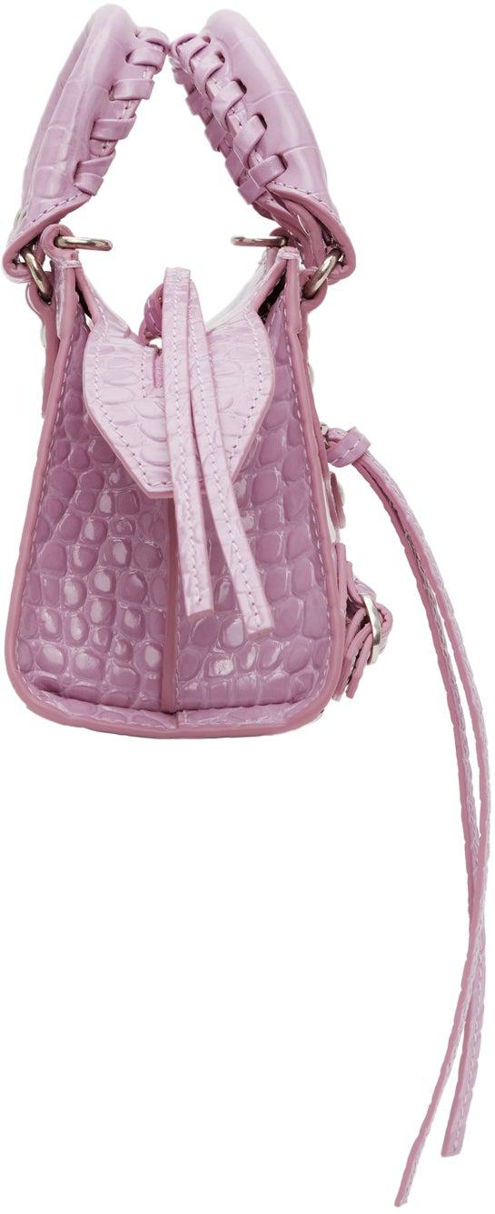 Balenciaga Purple Croc Nano Neo Classic City Bag